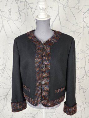 Simon Chang VTG Wool Blend Rainbow Tweed Boxy Fit Jacket